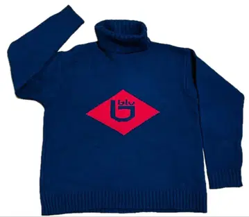 비브로스 블루 터틀넥 스웨터 니트 로고 자수 네이비 M 사이즈 이탈리아제