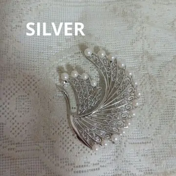 펄 새 SILVER 브로치