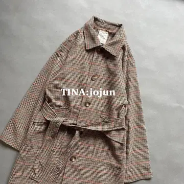TINA : JOJUN 티나 준 체크 무늬 롱 코트