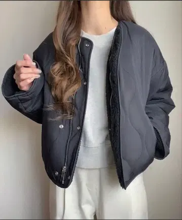 새상품급 FILLOU 퀼팅 리버서블 보아 자켓 XL 블랙