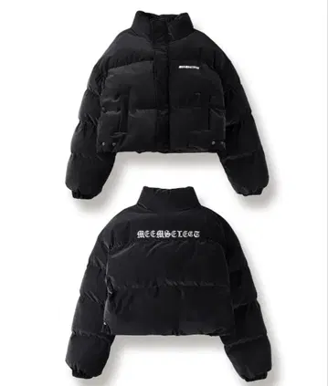 me+em select 다운 자켓 블랙 그런지 로고