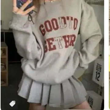 랙 베일 맨투맨+플리츠 스커트 셋업 M