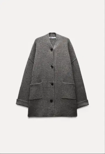 완판템 ZARA 니트 코트 패치 포켓 M