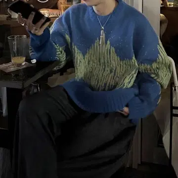 컬러 자카드 패턴 루즈핏 니트 nugu MICHI