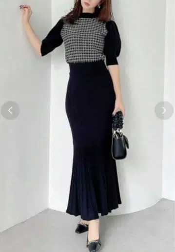 리젝시 Resexxy 5부 소매 머메이드 니트 원피스 모카 리브