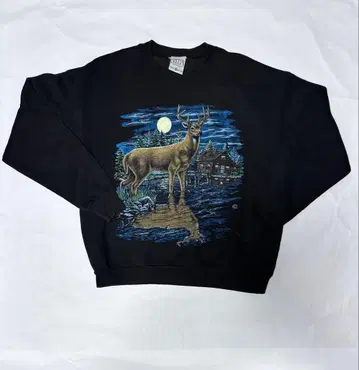 동물 그래픽 90s USA제 맨투맨 크롭 기장