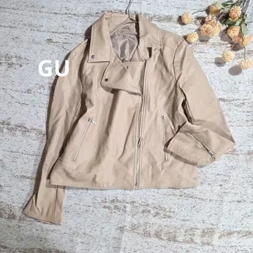 GU 인조 가죽 라이더 자켓 베이지 [ XL ] 여성용 새상품급