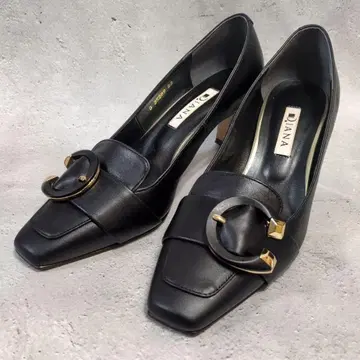 DIANA 다이애나 버클 블랙 골드 힐 펌프스 가죽 23cm