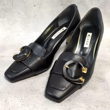 DIANA 다이애나 버클 블랙 골드 힐 펌프스 가죽 23cm