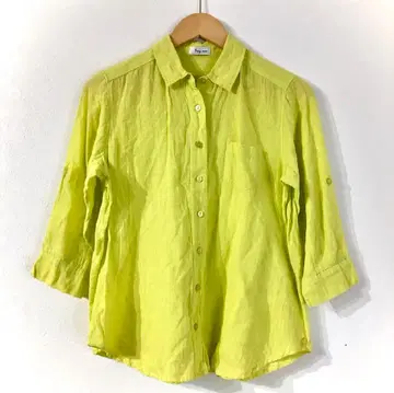 새상품급 Fairy moon 라임 그린 오부 소매 코튼 셔츠