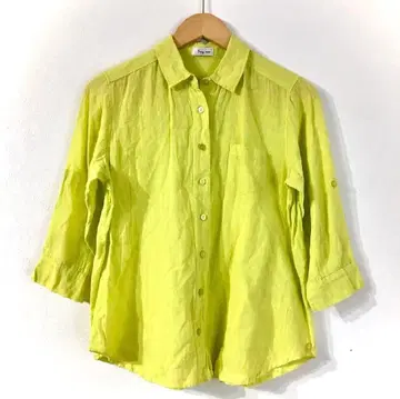 새상품급 Fairy moon 라임 그린 오부소매 코튼 셔츠 블라우스 M