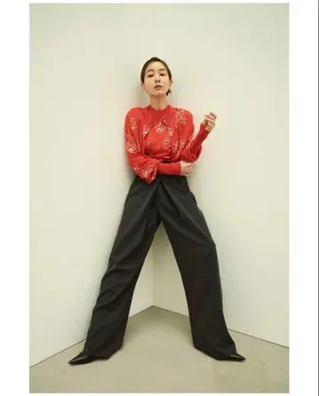 CLANE TUCK HERRINGBONE SLACKS GRAY