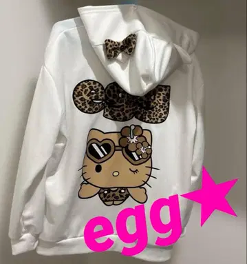 [완판템] egg 레오파드 무늬 키티 지퍼 후드티 갸루