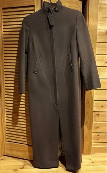 다크 브라운 노카라 롱 코트 JIGSAW