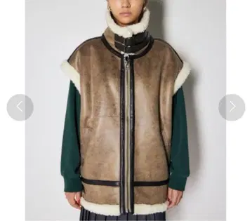 브라운 무스탕 숏 베스트 moussy