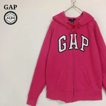 [ 새상품급 ] GAP 갭 후드티 자수 집업 아치 로고 핑크 S