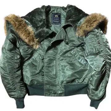 새상품급 ALPHA 에코 퍼 N-2B 짧은 기장 플라이트 자켓 L 카키