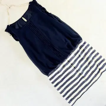 티네스 일본제 도킹 원피스 슬리브리스 네이비 M 봄/여름 고급