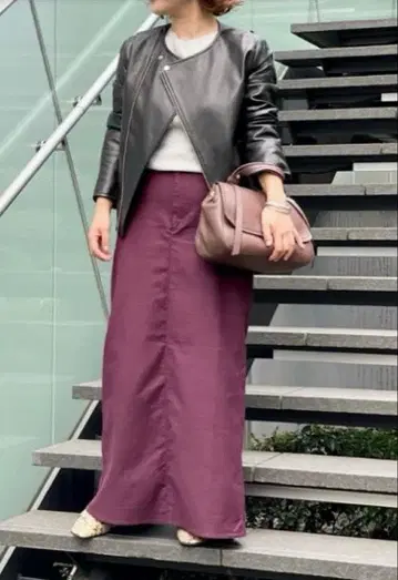 RIVE DROITE 하이웨스트 A라인 맥시 길이 스커트