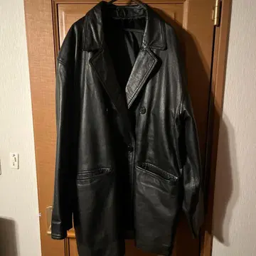 블랙 램 가죽 더블 자켓