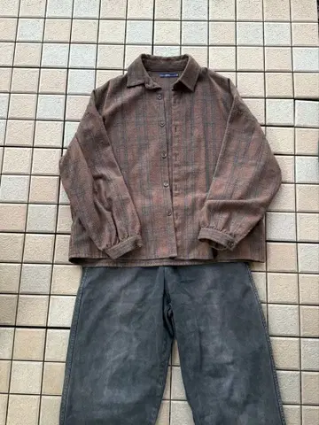 플란넬 긴팔 셔츠 브라운 체크