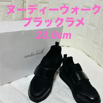 nudiewalk 블랙 스니커즈 벨크로