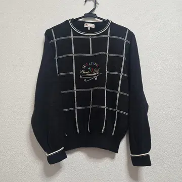 DAKS LONDON 골프 자수 니트 스웨터 울 100% 블랙