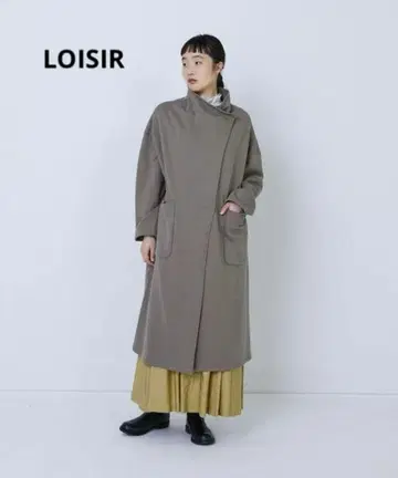 로와지르 밀도 높은 쭈리 빅 칼라 코트 브라운