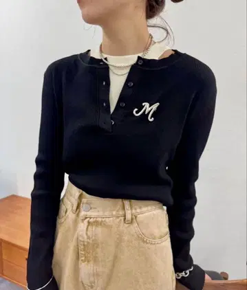 mystic 헨리 리브 니트 블랙