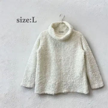 터틀넥 스웨터 니트 보아 상의 긴팔 라메 화이트 가을/겨울