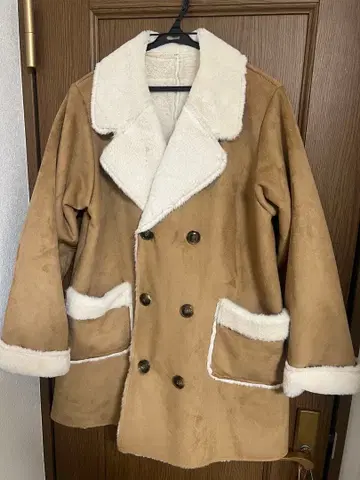 인조 모피 더블 브레스트 코트