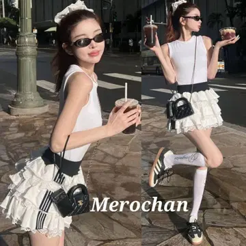 Darich 새상품 스포티 라인 프릴 미니 스커트 프리