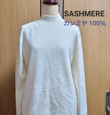 SASHMERE 캐시미어 100% 터틀넥 스웨터 화이트