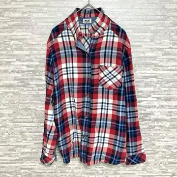 지츠 인터내셔널 체크 무늬 플란넬 셔츠 긴팔 남성용 L