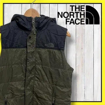 THE NORTH FACE 후드 부착 다운 베스트 올리브/블랙
