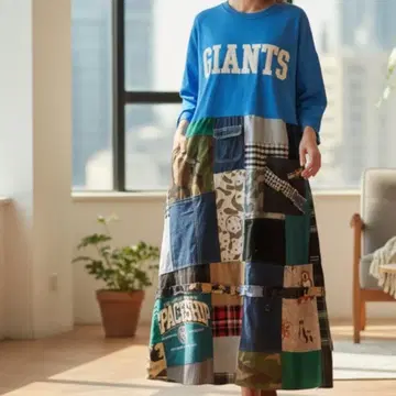 F 로고 트레이닝복 구제 의류 리메이크 원피스 패치워크