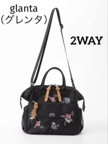 글랜타 glanta 부케 자수 보스턴 숄더백 블랙 2WAY