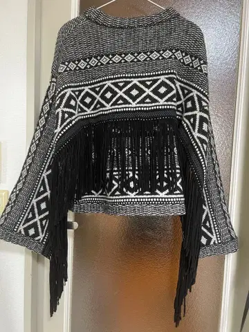 Fay 프린지 장식 판초 S 사이즈