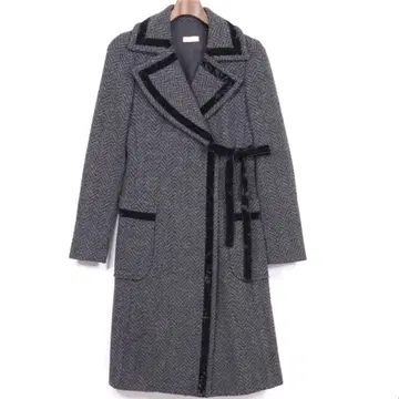 MAX&Co 벨벳 리본 & 트림 더블 브레스트 울 코트