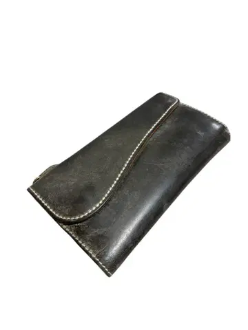 새상품급 빈티지 가공 블랙 가죽 지갑 새들 레더 장지갑