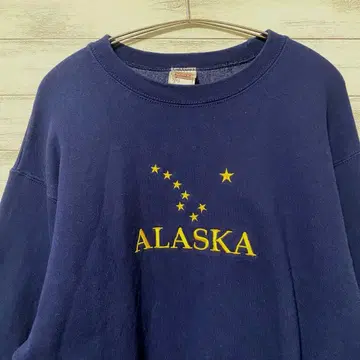 알래스카 자수 맨투맨 네이비 USA 구제 의류