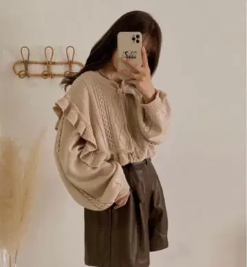 새상품급 moi tytto 앙상블 니트 긴팔 베이지