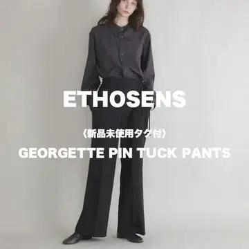 [ 미사용 새상품 택 포함 ] ETHOSENS 조젯 핀턱 슬랙스 레어 3