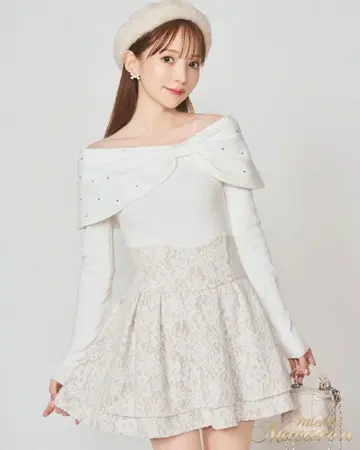 미셸 마카롱 레이스 슬림 레그 스커트 아이보리 M 사이즈