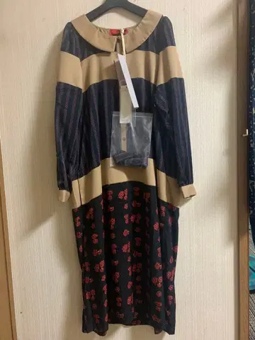 somari 스트라이프 꽃무늬 롱 원피스 F