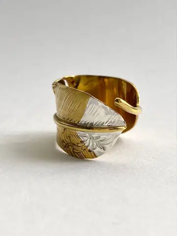 황동 & 실버950 선실버 페더 반지 놋쇠 실버950