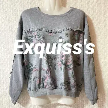 엑스퀴지즈 긴팔 꽃무늬 맨투맨 상의 티셔츠 S
