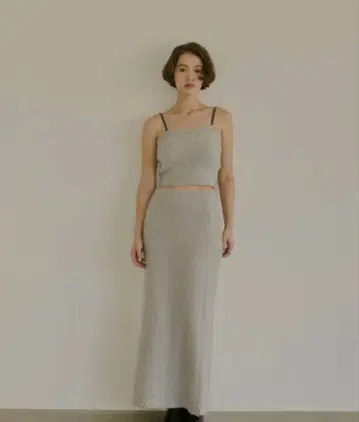 노 에모아 glitter knit bustier x knit skirt