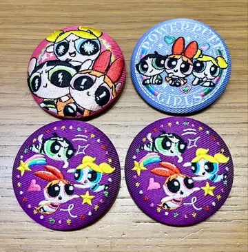 파워퍼프걸스 자수 캔뱃지 4개 세트 전원 집합