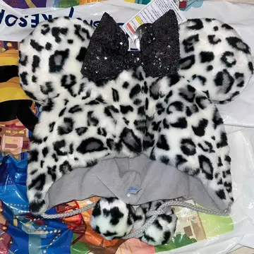 디즈니 레오파드 무늬 팬캡 화이트 미니